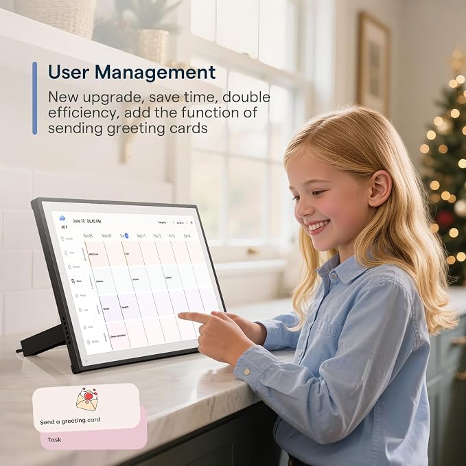 Digital Calendar, Smart WiFi Electronic Calendar&Chore Chart, IPS Touch Screen HD Display for Family Schedules, Share Moments Instantly from Anywhere (Black, 10.1)