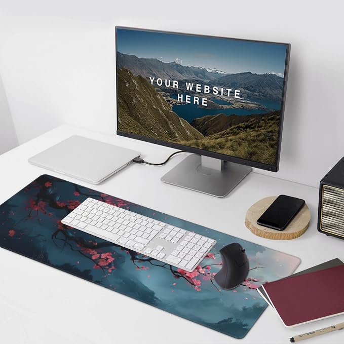35.4" x 15.7" Cherry Blossom Extended Mouse Pad, Japanese Style Desk Mat with Non-Slip Base, Water Resistant for Gaming & Office