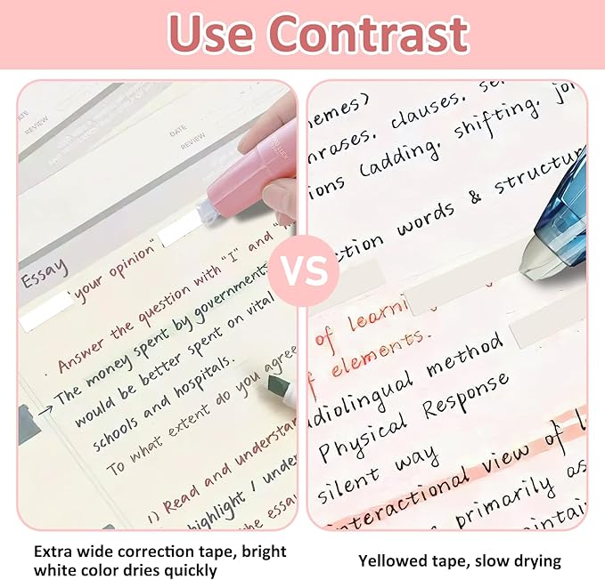 5 Pcs Retractable Pink Correction Tape,Refillable Press Type Correction Tape Pen,Pink Corrector Tapes With 5 Extra Refills Corrections Tapes Pen,for Men and Women Office Supplies Correctors Tapes
