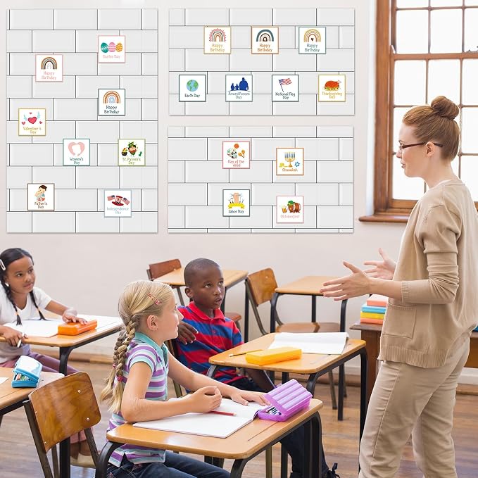 Qyeahkj 17.7in x 20ft Bulletin Board Paper Roll Bulletin Board Background Paper Fade Resistant Classroom Decoration Poster Art Craft Home Wall Education Decor Supplies White Tile