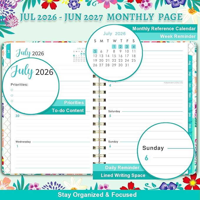 Planner 2026-2027 - Planner 2026-2027 Daily Weekly and Monthly, July 2026 - June 2027, 6.3’’ × 8.4’’, Inner Pocket, Hardcover, Perfect Daily Organizer