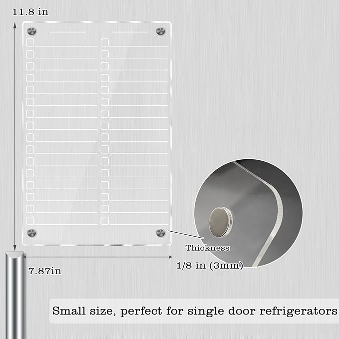 JonXon Acrylic Magnetic Dry Erase Board for Fridge, Clear Acrylic Magnet Calendar for Refrigerator,Includes 6 Kinds Products Set(8" x 12",to do List)