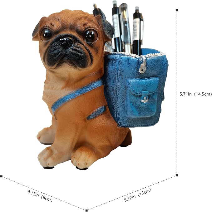 Cute Dog Pen Holder for Desk ，Pen Pencil Cup Creative Desktop Pen Organizer Pencil Cups Unique Desk Accessories Decor for Home Office School Gift for Dog Lovers (Pug)
