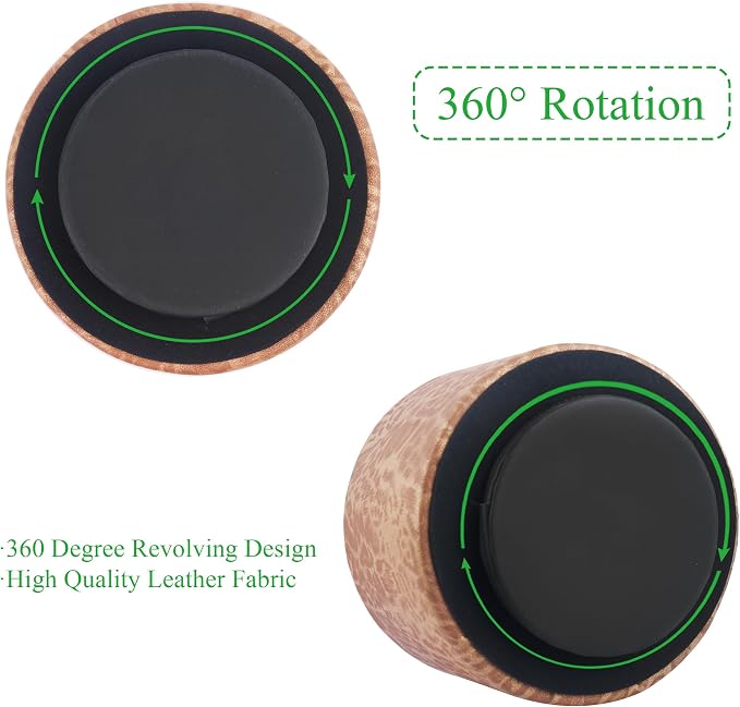 Round Leather Art Supply Organizer,Remote Control Holder,360 Degree Rotating,Multi-Functional Pencil Holder,4 Compartments Desktop Stationary Organizer(1-Leopard Brown)