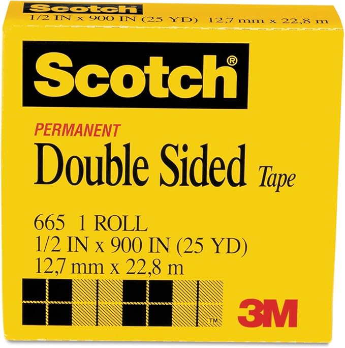 Scotch 3M 66512900 Double-Sided Tape, 1/2-Inch x 900-Inch, 1-Inch Core, Clear, 1/Roll