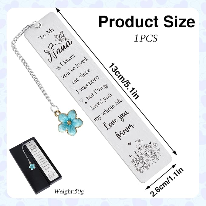 Grandma Nana Bookmarks Gifts - Grandma Gifts from Grandchildren, Granma Bookmark from Granddaughter Grandson, Mothers Day Retirement Christmas Birthday Present for Grandmother Granny