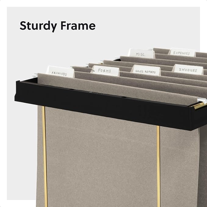 Smead Adjustable Hanging File Folder Frames, 13” W x 9.25” H x 16”-24” L, Black and Gold, Letter Size (64853)