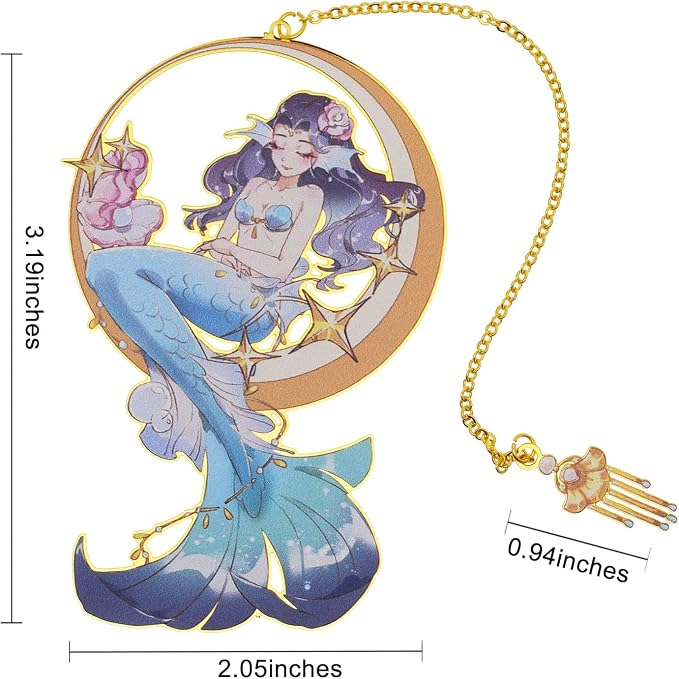 BLBMH Cute Metal Bookmarks for Women Girls Book Lovers Anime Bookmark Mermaid Gifts for Readers Best Friends -M6