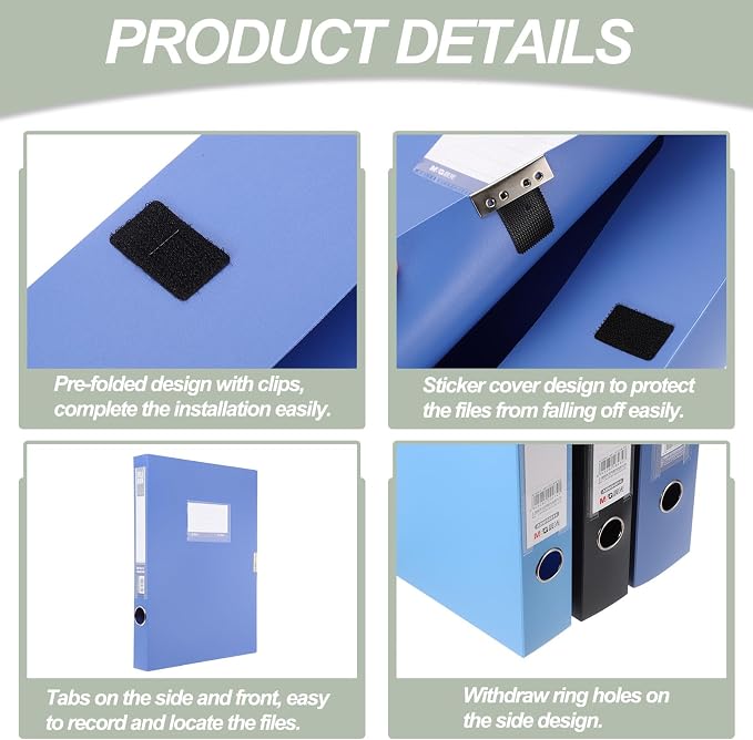 M&G File Organizer Box, Blue A4 Plastic Storage File Boxes File Folder Document Boxes Cabinet Archives Cases Boxes with Lid for Bank Office Home, 12.6 x 9.37 x 2.17 Inch