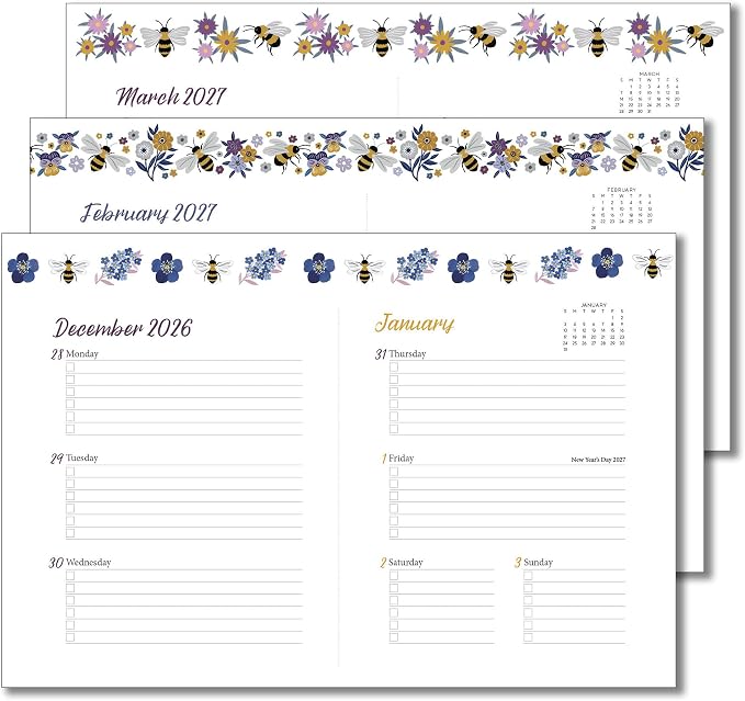High Note 2027 Planner, 17-Month Weekly & Monthly Flexible Cover Calendar Book with Goal & Project Planning Pages, August 2026 – December 2027, 5.75" x 7.5", Garden Bee