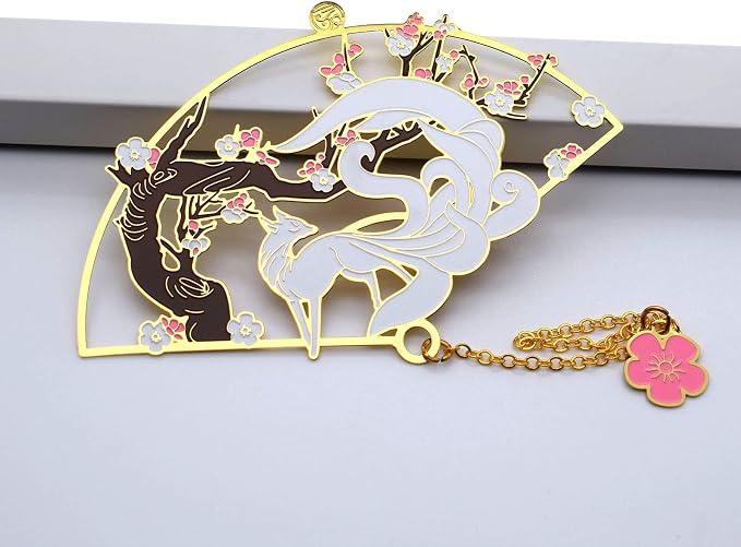 BLBMH Kitsune Metal Anime Bookmark Birthday Gifts Christmas Stocking Stuffers Cute Book Markers for Women Book Lovers Teens -K1 3in1