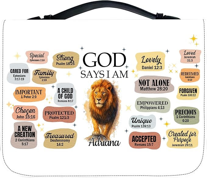 Personalized Bible Cover for Men, Christian Bible Case PU Leather, Jeus Bags Religious Appreciation Gifts for Women Girls Daughter Christian with Handle Zipper (BIBLE-10, M-2XL)