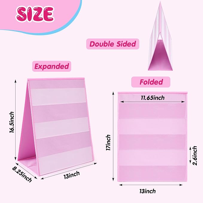 Faccito Bookmark Display Stand, Double Sided Portable Holder, Pink Desktop Display Rack for Gift-Ready Reading Accessories, Craft Fairs, Vendor Booths
