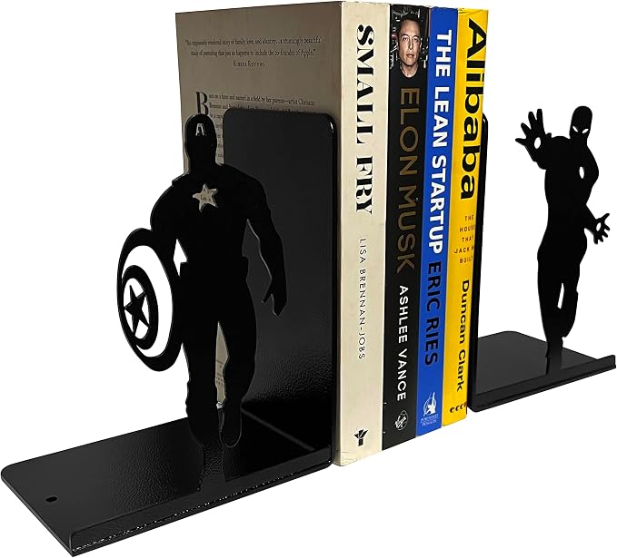 Superhero Bookends | Decorative Bookends for Shelves | Non-Skid Book Holders for Shelves, Table | Unique Home/Office Decor | Heavy Bookends| Metal Book Ends| 7x5.5x4 Inches Each