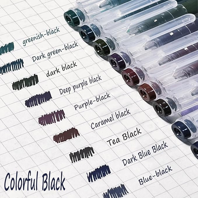 9 Colored Gel Pens Set, 0.6mm Fine Point for Black Paper & White Paper, Pens for Journaling, Adult Coloring Books, Bible, Drawing, Note Taking, Art & Journaling Supplies (Splash of Black)