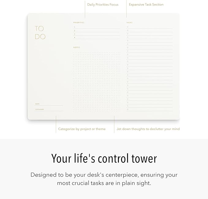 Pinesman - Elegant To Do List Notepad with Mouse Pad Feature, 3 Pack, 11.22" x 7.87", 50 Tear-Off Sheets (50 Each), Gold Foiled, Daily Planning, Eco-friendly To Do List Planner, FSC™ Certified To Do List Notebook for Work