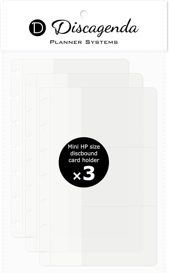 Discagenda Clear Card Holder Pocket Mini HP (4.6x7in) Size, 3 Pack for Discbound Planner Personal Organizer