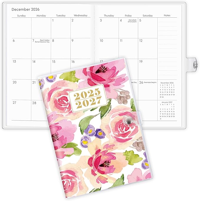 Monthly Planner 2025-2027, Monthly Calendar 2026 Planner (July 2025 Until December 2027), 5.9'' x 8.4'', A5 Planner with PVC Cover, Perfect for Office, School Organizing Planning - Pink