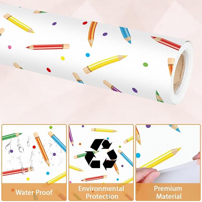 Qyeahkj Colorful Pencil Bulletin Board Paper Roll Pencil Bulletin Board Background Paper Fade Resistant Colorful Classroom Decoration Poster Art Craft Home Wall Education Decor Supplies 17.7in x 20ft