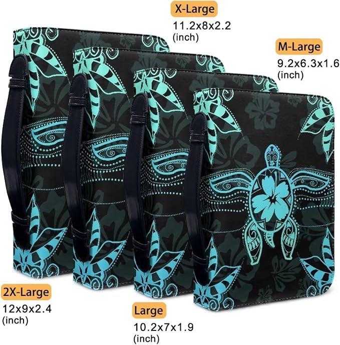 Sea Turtle Bible Cover Case Book Protector for Book Lovers Bible Cover Vegan Leather Carrying Book Case Sea Turtle Bible Study Accessories Supplies Size：M