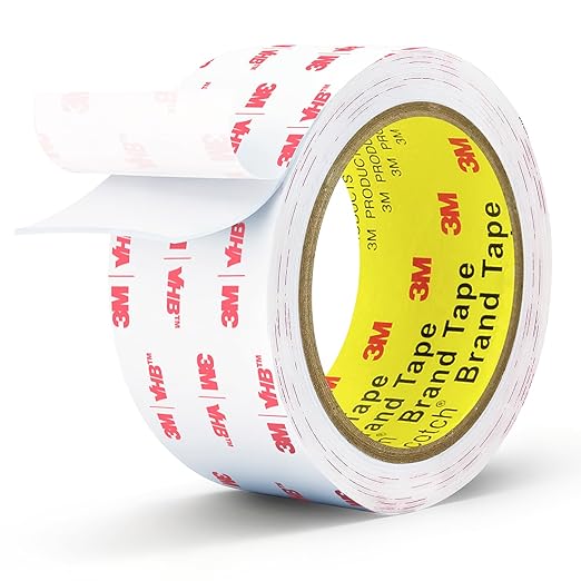 3M Double Sided Tape Heavy Duty2in X 9.85ft, Removable Mounting Tape for Wall, White Sticky Foam Tape, Picture Hanging Strips & Poster Hanger, Waterproof Adhesive Strips, Carpet Tape & Rug Gripper