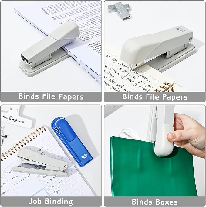 M&G Desktop Staplers, Desk Stapler with 2000 Staples, 25 Sheets Capacity, Metal Office Staplers for School Office Home, No Jam, Non-Slip (Grey)