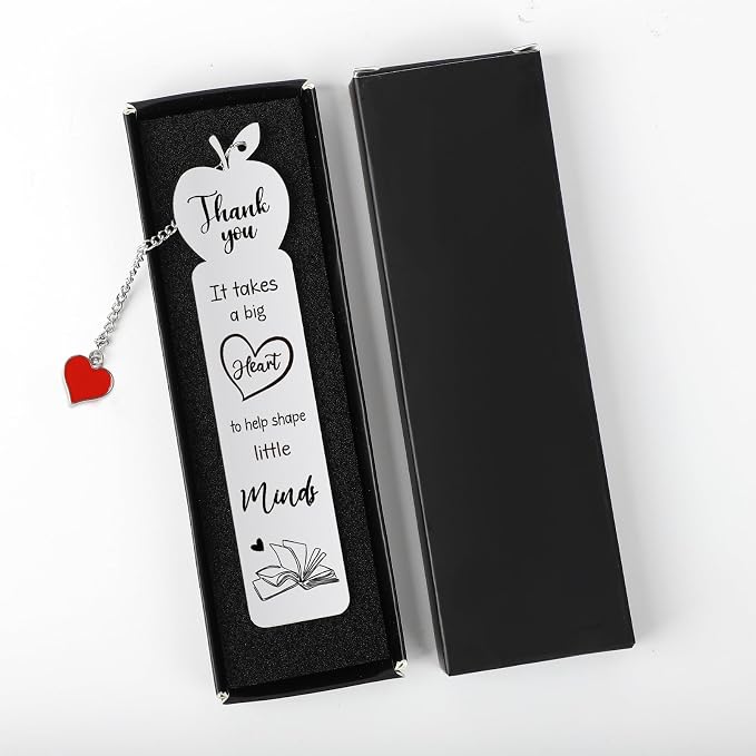 Teacher Metal Bookmark, Thank You Teacher Appreciation Gift Bookmark for Women Men, Unique Bookmarks for Teacher’s Day, It Takes a Big Heart to Help Shape Little Minds Bookmarks（Heat）