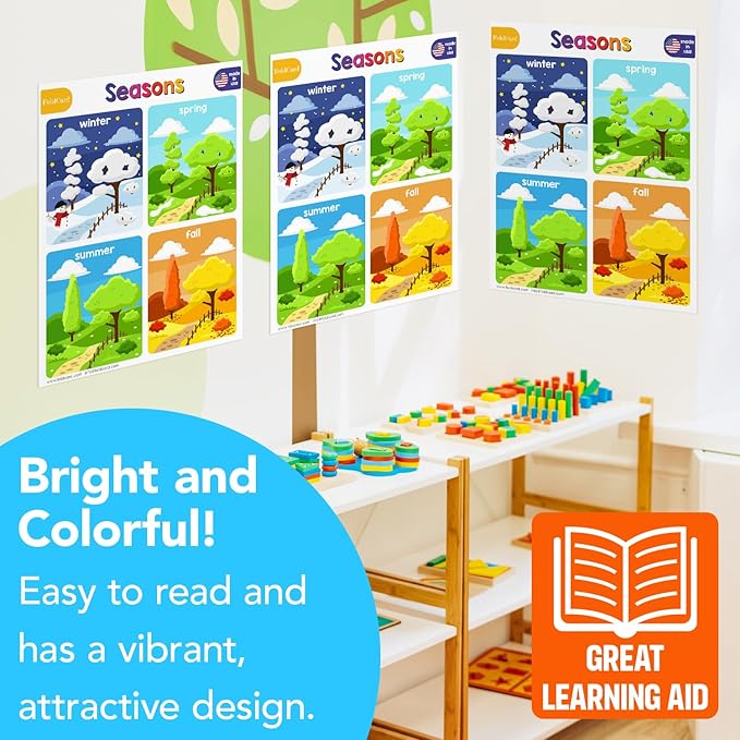 Educational Charts for Preschool to Grade 1 – Bright and Colorful Educational Visual / Learning Aid Wall Art Poster for Classroom or Home | Glossy Durable Cardstock | 8.5" x 11" | 5 per Pack (Seasons)