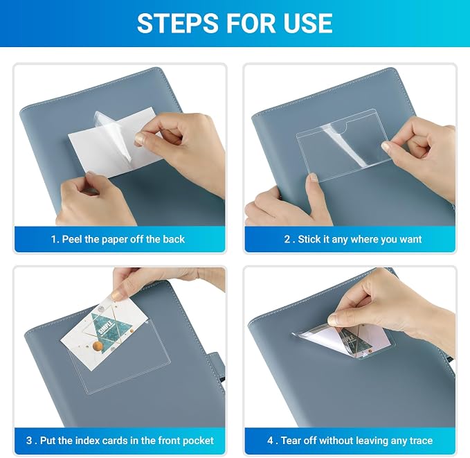 MaxGear 2" x 3.5" Index Card Holder, 54 Pack Labels for Storage Bins, Clear Adhesive Pockets with Top Open Loading, Plastic Label Holders Tote Bag Labels Stickers for Organizing Library Card Shelves