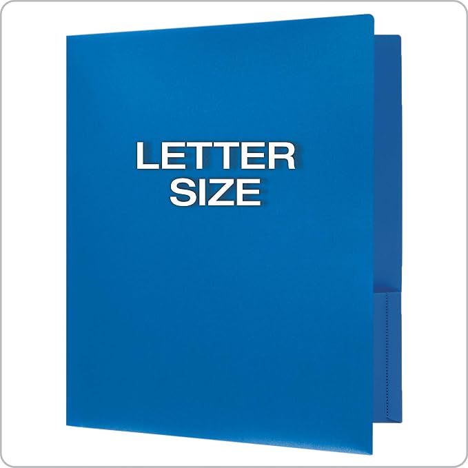 Oxford 2 Pocket Folders, Sturdy Plastic Portfolio, Folder for School and Office, 2 Pocket Paper Organizer, Letter Size, Asst. Colors, 2 Each (Blue, Green, Yellow, Orange, Red, Purple), 12 Pack (14188)