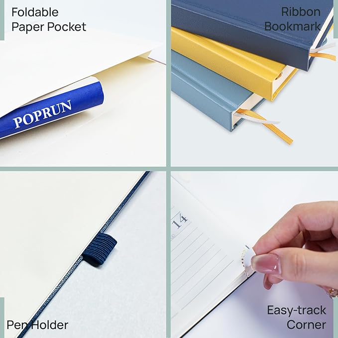 POPRUN Monthly Planner 2026-2027, 6.25" x 8.5", 18 Month (Jul 2026 - Dec 2027) Calendar Book, Academic Calendar Planner with Monthly Tabs, Inner Pocket, Hard Cover, 100GSM Paper - Midnight Green