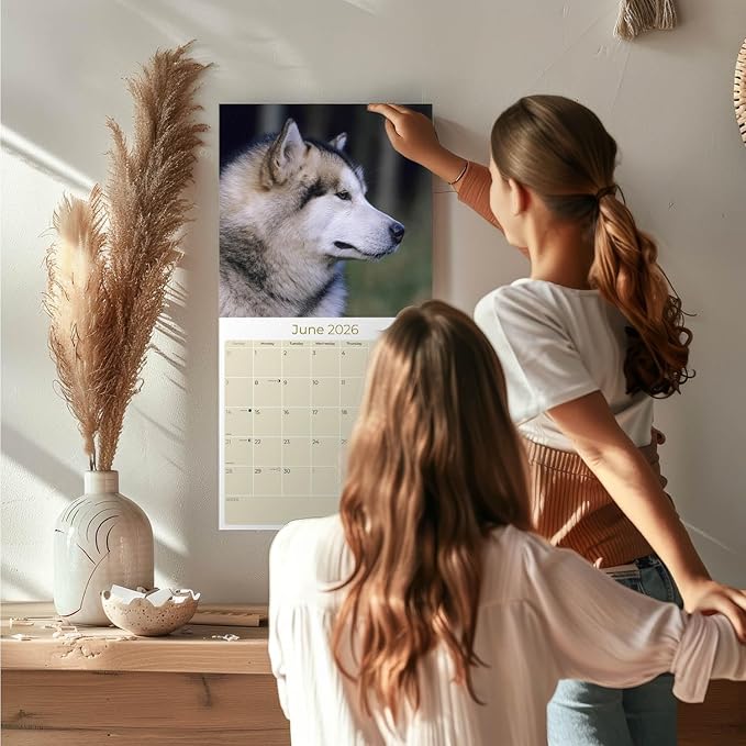 Alaskan Malamute Calendar 2026 by MegaCalendars – Monthly Dog Breed Wall Calendar, Made in USA