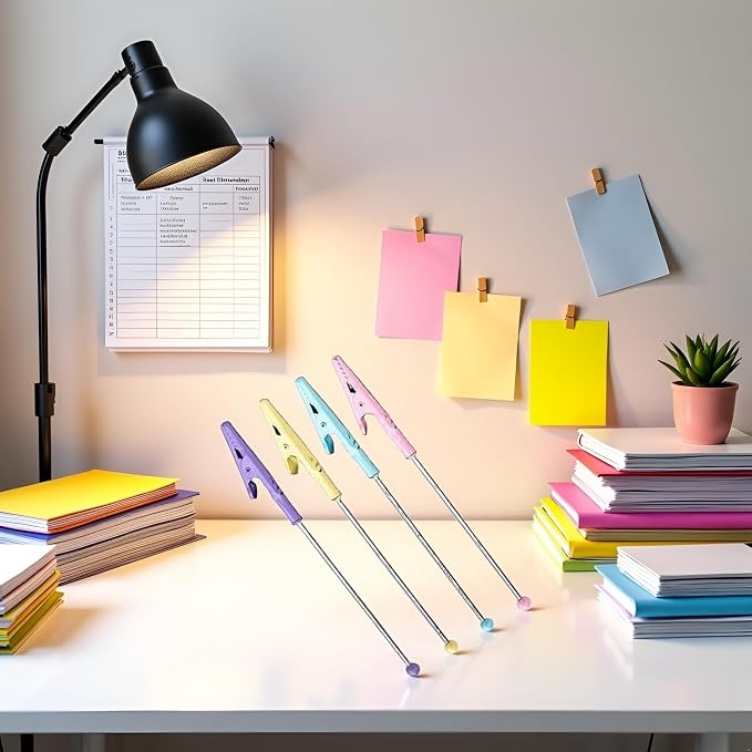 4Pcs Multicolor Metal Alligator Clips - Long Tail Photo Holder and Card Clamps | 14.1x1.2cm Memo Clips for Desk Organizing,Workspace Accessories, Office Supplies
