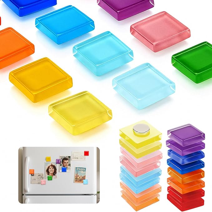 Outus 45 Pieces Vibrant Square Whiteboard Magnets 1.5 cm Refrigerator Magnets Dry Board Mini Fridge Teacher Supplies for Home Offices