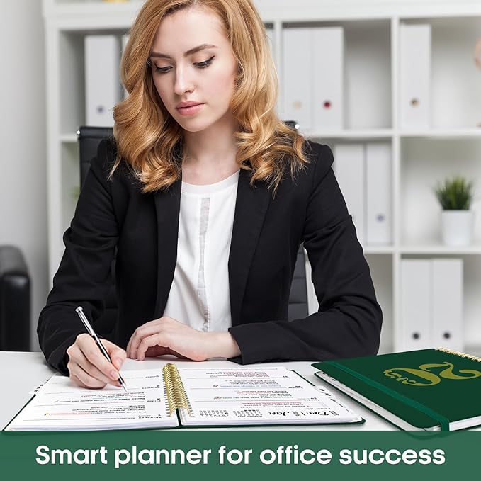 2026 Planner, Weekly and Monthly Calender Planner, Jan 2026 to Dec 2026, Hardcover 2026 Calendar Book with Tabs & Inner Pocket, Office Home School Supplies for Women & Men - A4 (8.5" x 11"), Dark Green