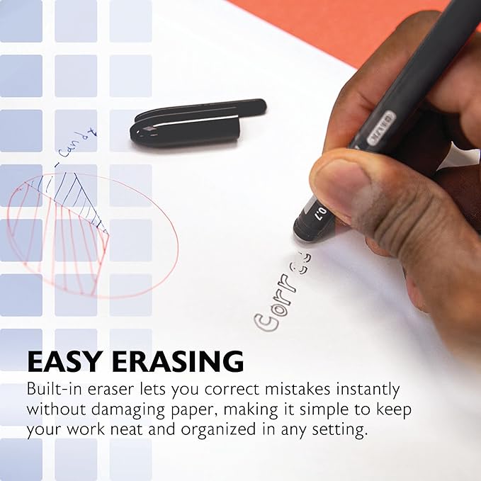 BAZIC PRODUCTS Frizz Erasable Gel Pens, 0.7mm Medium Point, Black Ink, Smooth Writing & Drawing Planner, 2 Per Pack, 24-Pack
