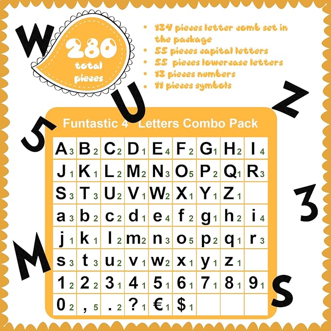 Tenare 268 Pcs Large Bulletin Board Letters 5 Inch Alphabet Combo Set, Chalkboard Poster Letters Cutouts for Board Display Craft Home Wall Decor(Black)