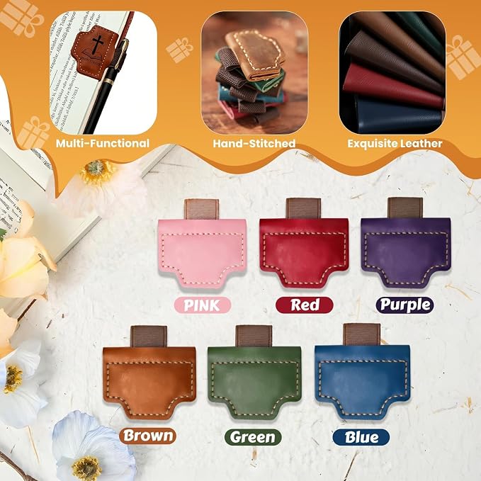 MOTEERLLU Bygone Mark Personalized Magnetic Leather Bookmark Pen Holder, Christian Gifts, Inspirational Bible Book Marks for Reading Women, Men, Teachers, Book Lover(Red Isaiah 26:4)