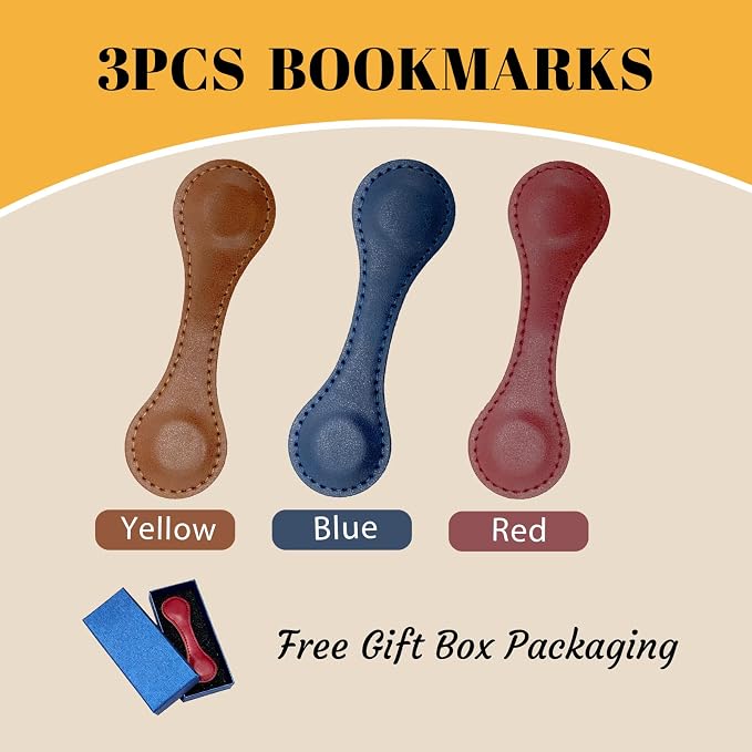 3PCS Personalized Magnetic Leather Bookmark, 26 Letters Custom Bookmarks, Customized Engraved Name Initial Book Mark for Book Lovers Readers Teachers Women Men, U