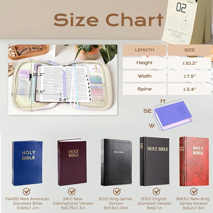 XKDOUS Bible Cover for Women Church Book Holder Quilted Carrying Case with Handle, Tabs, Study Supplies Portable Bible Bag Journaling Kit Christian Gifts for Mom Lady