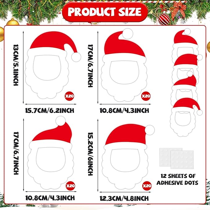 80Pcs Christmas Santa Claus Photo Cutouts Xmas Santa DIY Cutout Bulletin Board Christmas Santas Claus Paper Cut-Outs Classroom Decor for Photo Craft Classroom Home Xmas Winter Party Favor Supplies