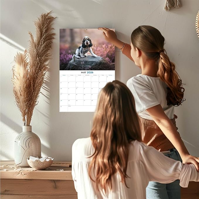 2025 2026 Cocker Spaniel Pups Calendar - Dog Breed Monthly Wall Calendar - 12" x 18" Open - Thick No-Bleed Paper - Giftable - Academic Teacher's Planner Calendar Organizing & Planning - Made in USA