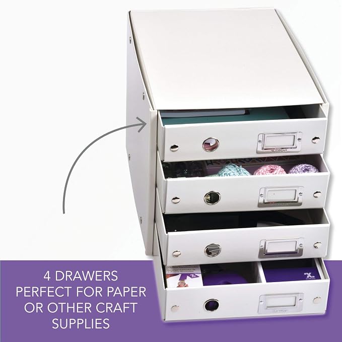 Xyron Click N Store 4-Drawer Craft Storage Box, 11-1/4" x 13-1/2" x 11", White (627126)