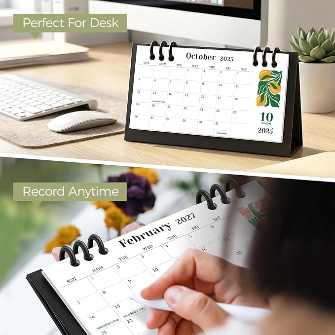KONVINIT Small Desk Calendar 2025-2027, Aesthetic 2026 Desk Calendar - 6.3" x 3.1" - Runs From July 2025 Until June 2027, 24 Months Mini Desktop Calendar for School, Home and Office Supplies