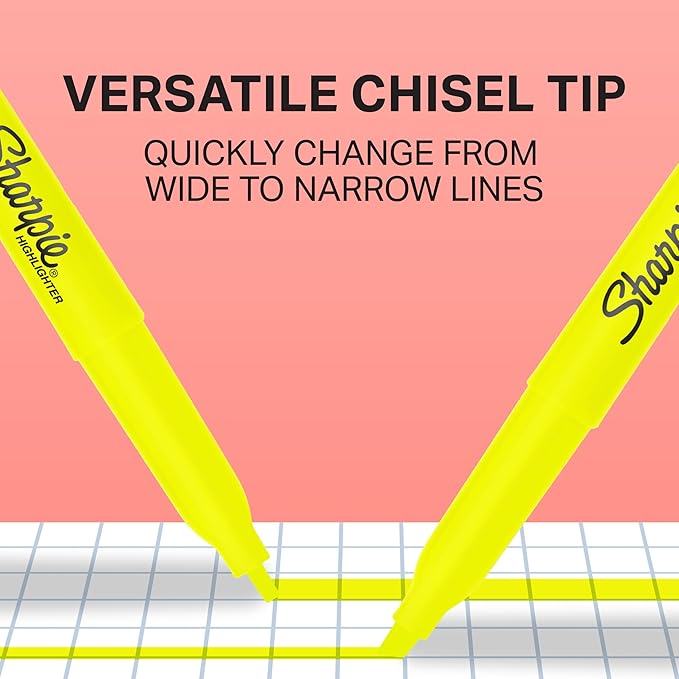 Sharpie Pocket Style Highlighters, Chisel Tip, Fluorescent Yellow, 12 Count (Pack of 12)