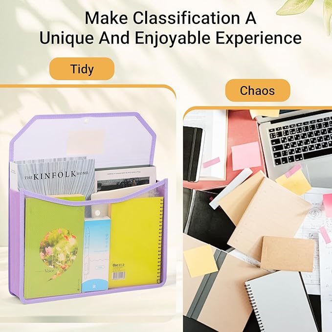 Plastic Expanding File Folder, Clear Envelopes Fit Letter & A4 Size, Folders for Documents with Snap Closure, No Dividers, Large Capacity (3, Warm Colors)