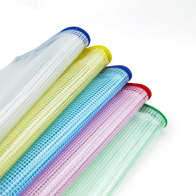 10 Pcs Zipper File Bags, Waterproof Plastic Mesh Pouch for Office School, Board Game Storage Bags (A3 Size 16.9''x12'', Multicolored)