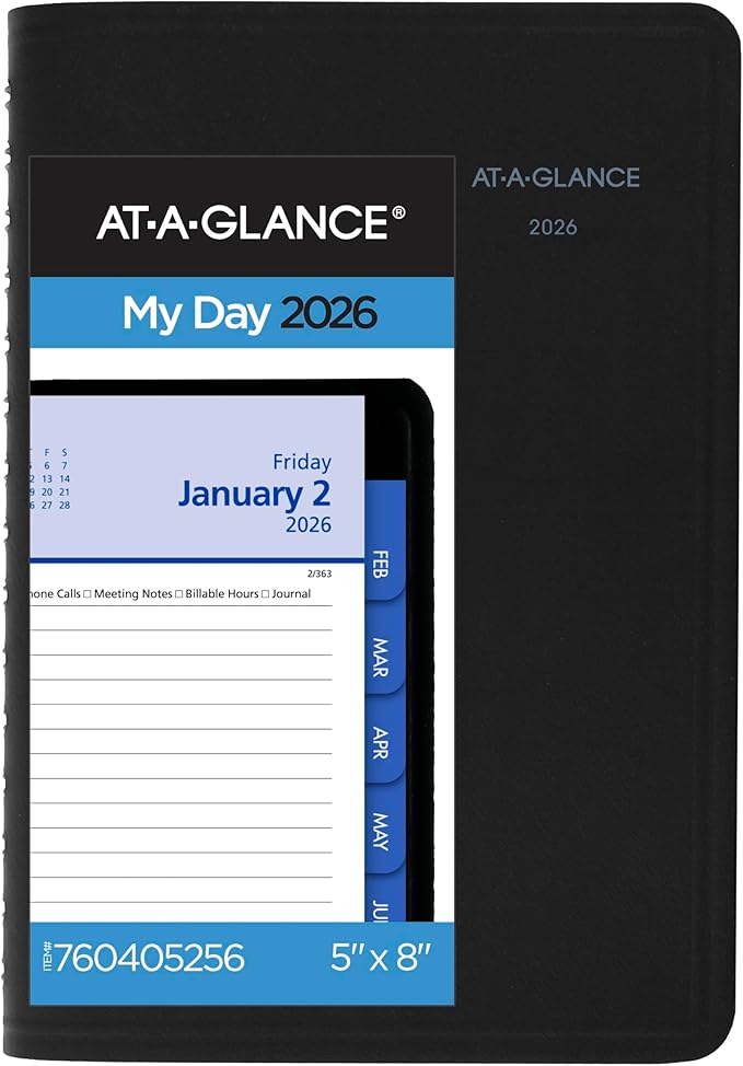 AT-A-GLANCE 2026 Appointment Book Planner, Daily & Monthly, 5" x 8", Small, QuickNotes, Black (76040526)