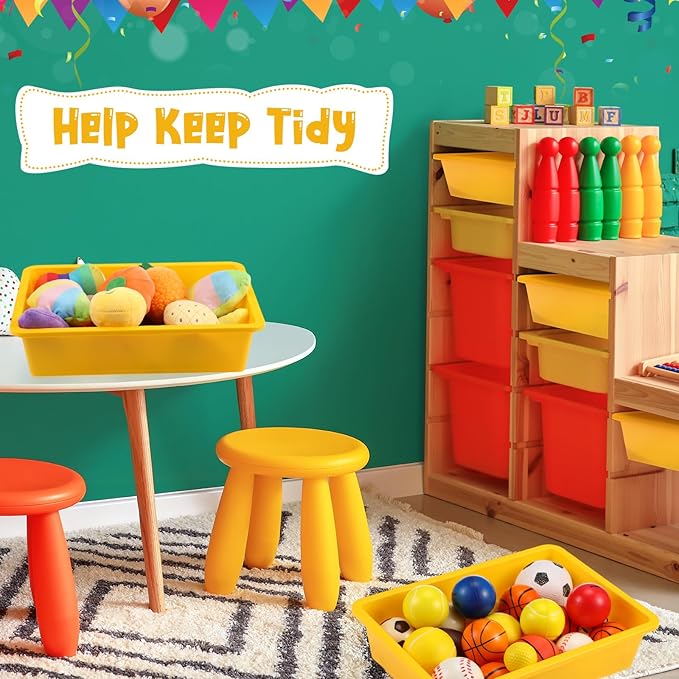 Hoteam 10 Pcs Flat Storage Organizer Tray Bin Paper Tray for Classroom Plastic Stackable File Organizer for School Office Teacher Book Organization(Yellow,13.78 x 9.84 x 3.15 Inch)