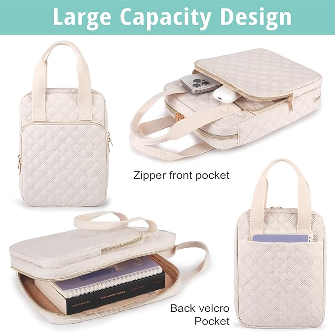 Bible Cover for Women, Bible Case with Handles,Carrying Bible Bag Scripture Case Church Bag Bible Protective with a Zippered Front Pocket & Back Pocket